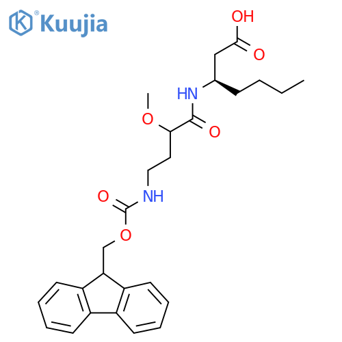 (3R)-3-4-({(9H-fluoren-9-yl)methoxycarbonyl}amino)-2-methoxybutanamidoheptanoic acid structure