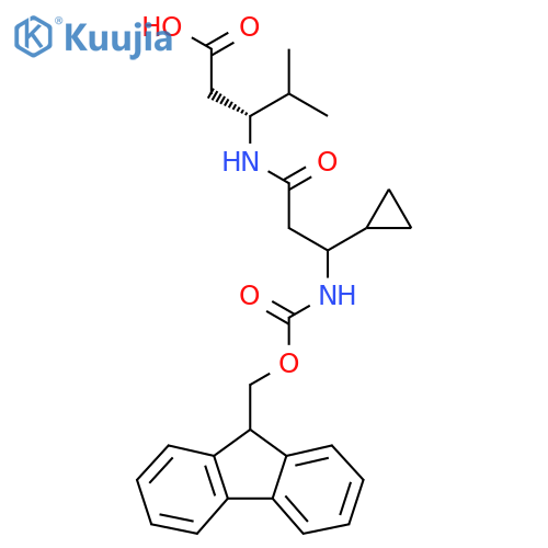 (3R)-3-3-cyclopropyl-3-({(9H-fluoren-9-yl)methoxycarbonyl}amino)propanamido-4-methylpentanoic acid structure