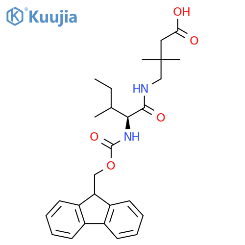 4-(2S)-2-({(9H-fluoren-9-yl)methoxycarbonyl}amino)-3-methylpentanamido-3,3-dimethylbutanoic acid structure