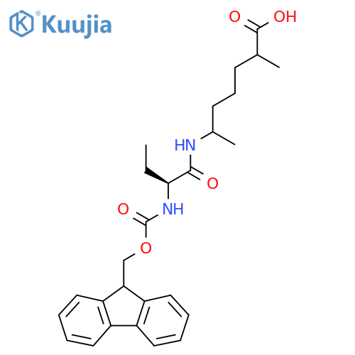 6-(2S)-2-({(9H-fluoren-9-yl)methoxycarbonyl}amino)butanamido-2-methylheptanoic acid structure