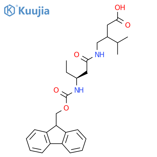 3-{(3S)-3-({(9H-fluoren-9-yl)methoxycarbonyl}amino)pentanamidomethyl}-4-methylpentanoic acid structure