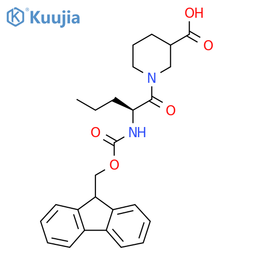 1-(2S)-2-({(9H-fluoren-9-yl)methoxycarbonyl}amino)pentanoylpiperidine-3-carboxylic acid structure