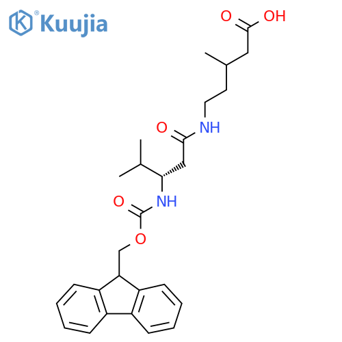 5-(3S)-3-({(9H-fluoren-9-yl)methoxycarbonyl}amino)-4-methylpentanamido-3-methylpentanoic acid structure