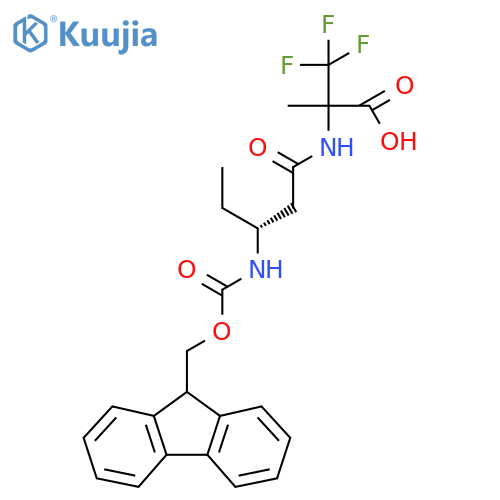 2-(3R)-3-({(9H-fluoren-9-yl)methoxycarbonyl}amino)pentanamido-3,3,3-trifluoro-2-methylpropanoic acid structure