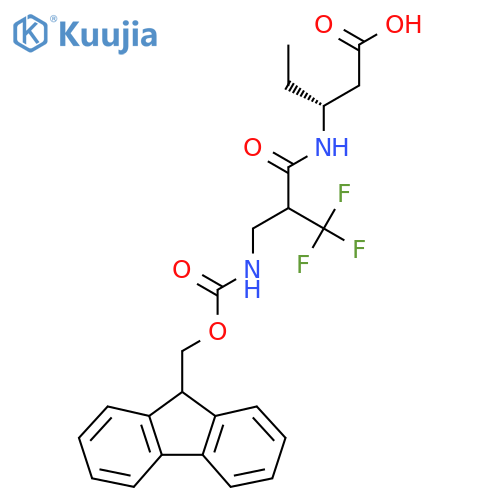 (3R)-3-{2-({(9H-fluoren-9-yl)methoxycarbonyl}amino)methyl-3,3,3-trifluoropropanamido}pentanoic acid structure