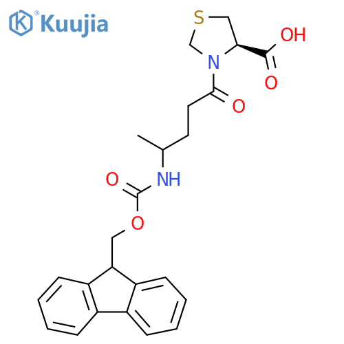 (4R)-3-4-({(9H-fluoren-9-yl)methoxycarbonyl}amino)pentanoyl-1,3-thiazolidine-4-carboxylic acid structure