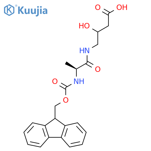 4-(2S)-2-({(9H-fluoren-9-yl)methoxycarbonyl}amino)propanamido-3-hydroxybutanoic acid structure