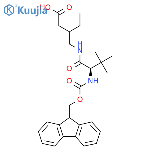 3-{(2R)-2-({(9H-fluoren-9-yl)methoxycarbonyl}amino)-3,3-dimethylbutanamidomethyl}pentanoic acid structure