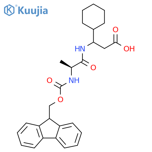 3-cyclohexyl-3-(2S)-2-({(9H-fluoren-9-yl)methoxycarbonyl}amino)propanamidopropanoic acid structure