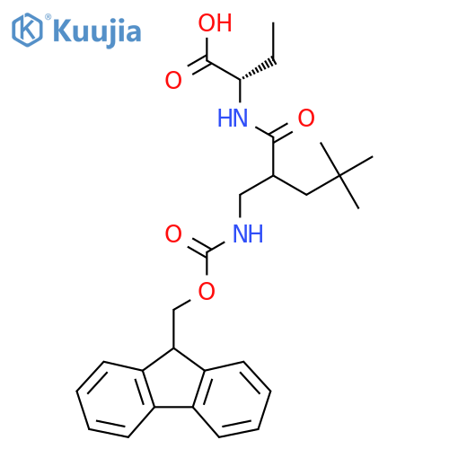 (2S)-2-{2-({(9H-fluoren-9-yl)methoxycarbonyl}amino)methyl-4,4-dimethylpentanamido}butanoic acid structure