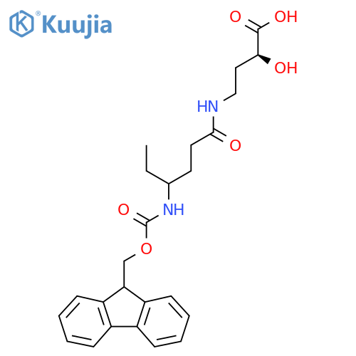 (2S)-4-4-({(9H-fluoren-9-yl)methoxycarbonyl}amino)hexanamido-2-hydroxybutanoic acid structure