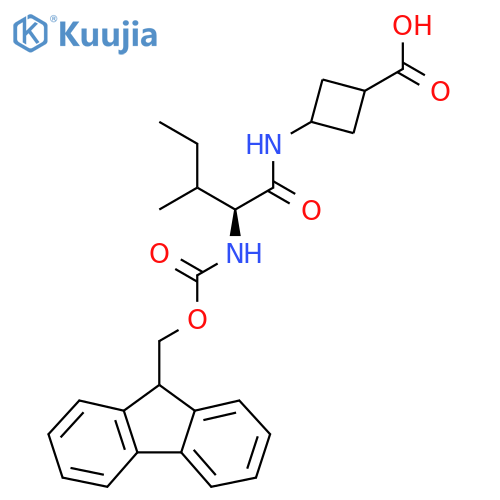 3-(2S)-2-({(9H-fluoren-9-yl)methoxycarbonyl}amino)-3-methylpentanamidocyclobutane-1-carboxylic acid structure