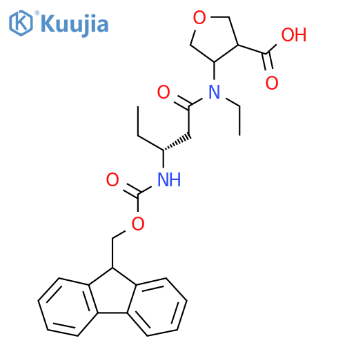 4-(3R)-N-ethyl-3-({(9H-fluoren-9-yl)methoxycarbonyl}amino)pentanamidooxolane-3-carboxylic acid structure
