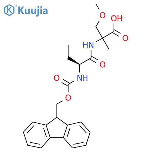 2-(2S)-2-({(9H-fluoren-9-yl)methoxycarbonyl}amino)butanamido-3-methoxy-2-methylpropanoic acid structure