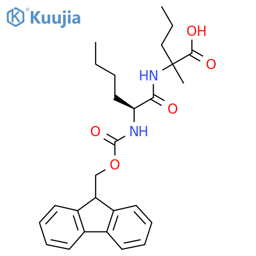 2-(2S)-2-({(9H-fluoren-9-yl)methoxycarbonyl}amino)hexanamido-2-methylpentanoic acid structure