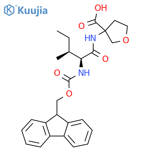 3-(2S,3S)-2-({(9H-fluoren-9-yl)methoxycarbonyl}amino)-3-methylpentanamidooxolane-3-carboxylic acid structure