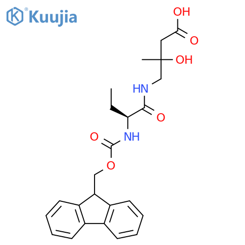 4-(2S)-2-({(9H-fluoren-9-yl)methoxycarbonyl}amino)butanamido-3-hydroxy-3-methylbutanoic acid structure