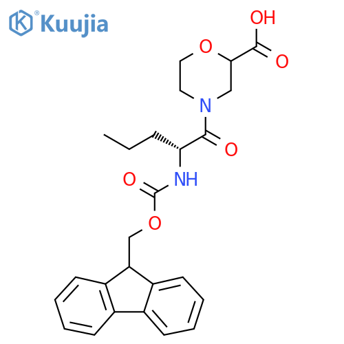 4-(2R)-2-({(9H-fluoren-9-yl)methoxycarbonyl}amino)pentanoylmorpholine-2-carboxylic acid structure