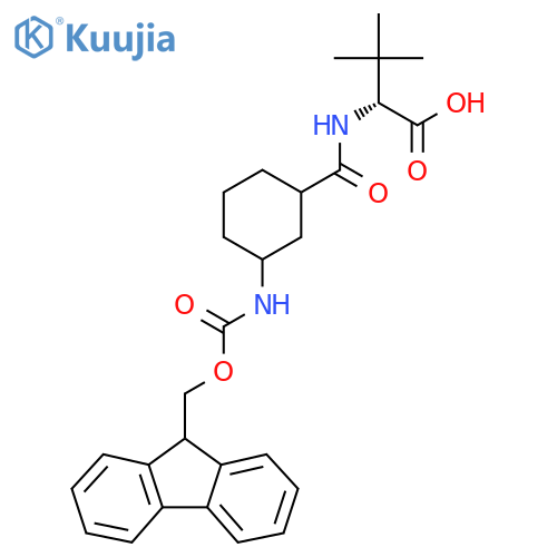 (2R)-2-{3-({(9H-fluoren-9-yl)methoxycarbonyl}amino)cyclohexylformamido}-3,3-dimethylbutanoic acid structure