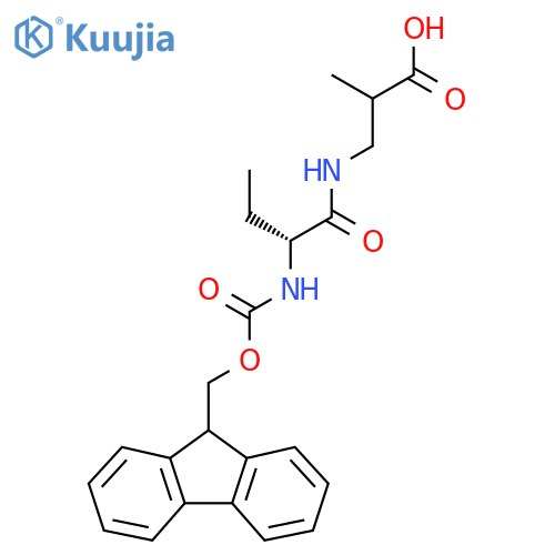3-(2R)-2-({(9H-fluoren-9-yl)methoxycarbonyl}amino)butanamido-2-methylpropanoic acid structure