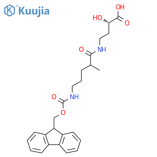 (2S)-4-5-({(9H-fluoren-9-yl)methoxycarbonyl}amino)-2-methylpentanamido-2-hydroxybutanoic acid structure