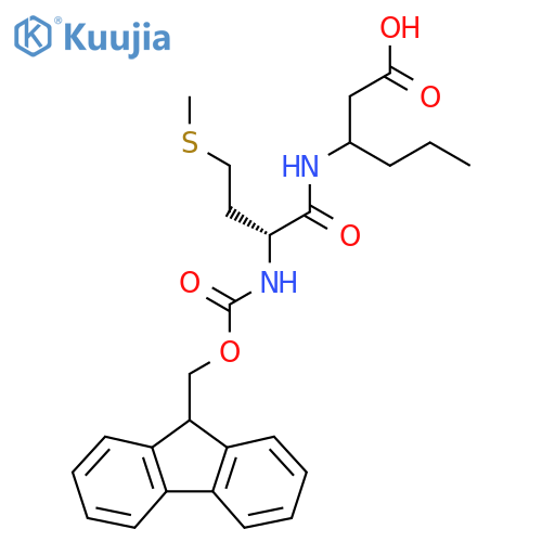 3-(2R)-2-({(9H-fluoren-9-yl)methoxycarbonyl}amino)-4-(methylsulfanyl)butanamidohexanoic acid structure
