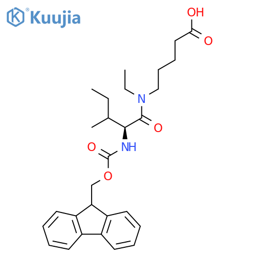 5-(2S)-N-ethyl-2-({(9H-fluoren-9-yl)methoxycarbonyl}amino)-3-methylpentanamidopentanoic acid structure