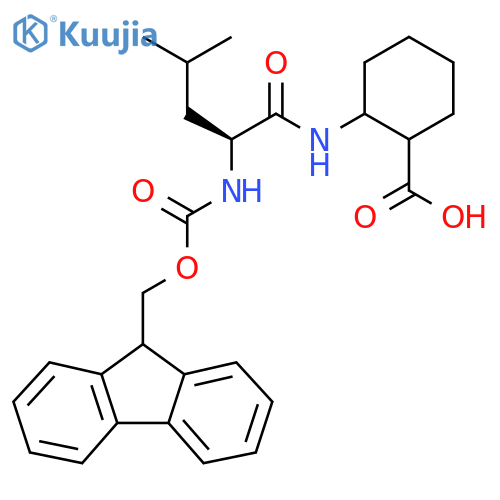 2-(2S)-2-({(9H-fluoren-9-yl)methoxycarbonyl}amino)-4-methylpentanamidocyclohexane-1-carboxylic acid structure