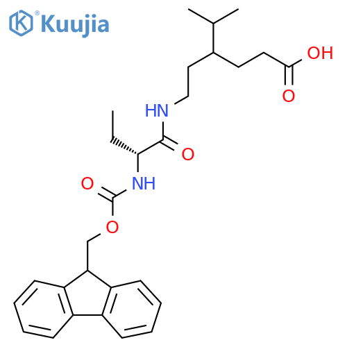 4-{2-(2R)-2-({(9H-fluoren-9-yl)methoxycarbonyl}amino)butanamidoethyl}-5-methylhexanoic acid structure