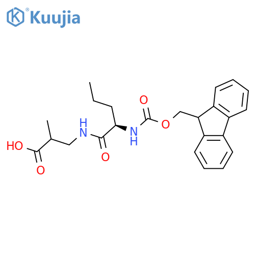 3-(2R)-2-({(9H-fluoren-9-yl)methoxycarbonyl}amino)pentanamido-2-methylpropanoic acid structure