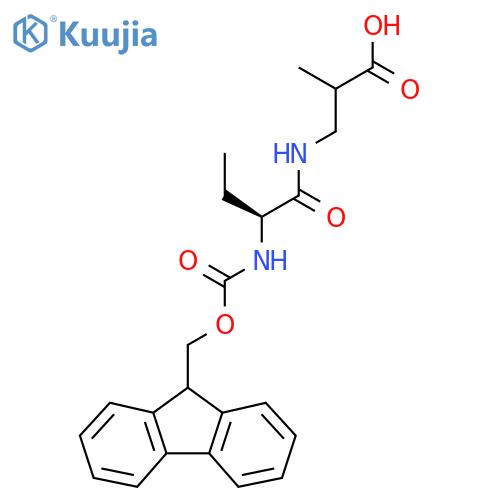 3-(2S)-2-({(9H-fluoren-9-yl)methoxycarbonyl}amino)butanamido-2-methylpropanoic acid structure