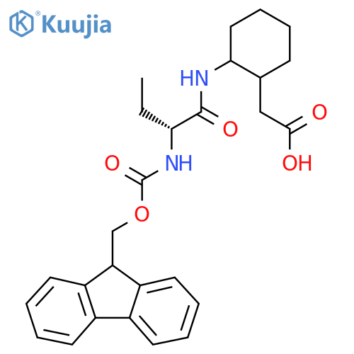 2-{2-(2R)-2-({(9H-fluoren-9-yl)methoxycarbonyl}amino)butanamidocyclohexyl}acetic acid structure