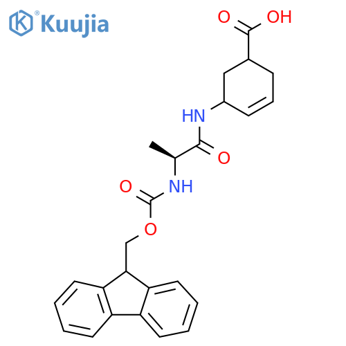 5-(2S)-2-({(9H-fluoren-9-yl)methoxycarbonyl}amino)propanamidocyclohex-3-ene-1-carboxylic acid structure