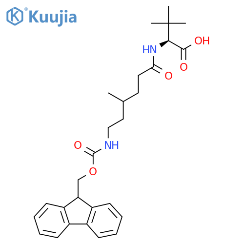 (2S)-2-6-({(9H-fluoren-9-yl)methoxycarbonyl}amino)-4-methylhexanamido-3,3-dimethylbutanoic acid structure