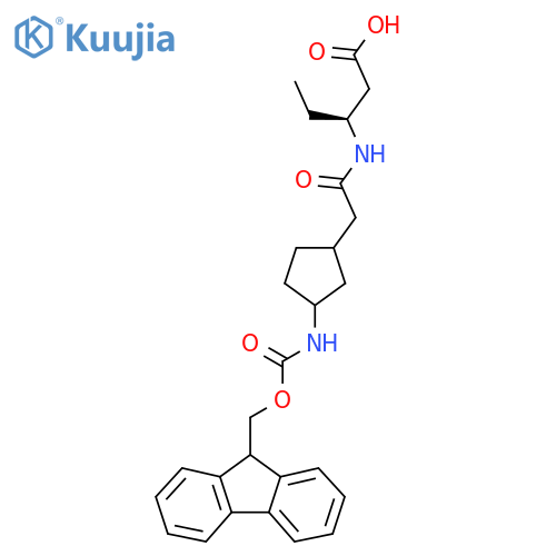 (3S)-3-{2-3-({(9H-fluoren-9-yl)methoxycarbonyl}amino)cyclopentylacetamido}pentanoic acid structure