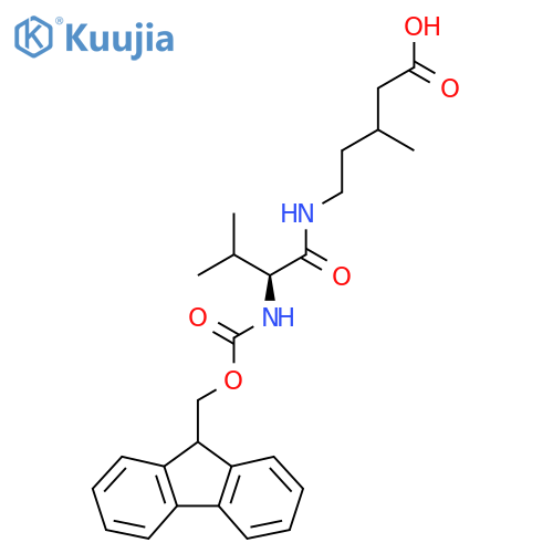 5-(2S)-2-({(9H-fluoren-9-yl)methoxycarbonyl}amino)-3-methylbutanamido-3-methylpentanoic acid structure