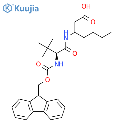3-(2S)-2-({(9H-fluoren-9-yl)methoxycarbonyl}amino)-3,3-dimethylbutanamidoheptanoic acid structure