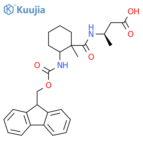 (3R)-3-{2-({(9H-fluoren-9-yl)methoxycarbonyl}amino)-1-methylcyclohexylformamido}butanoic acid structure