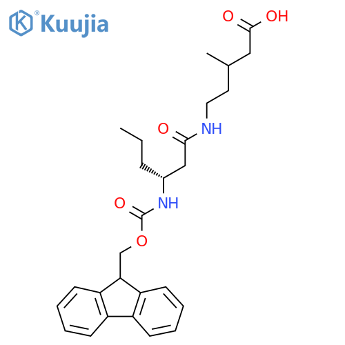 5-(3R)-3-({(9H-fluoren-9-yl)methoxycarbonyl}amino)hexanamido-3-methylpentanoic acid structure
