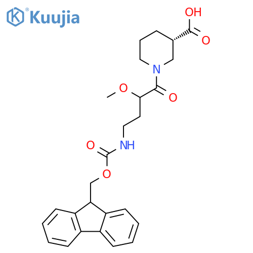 (3S)-1-4-({(9H-fluoren-9-yl)methoxycarbonyl}amino)-2-methoxybutanoylpiperidine-3-carboxylic acid structure