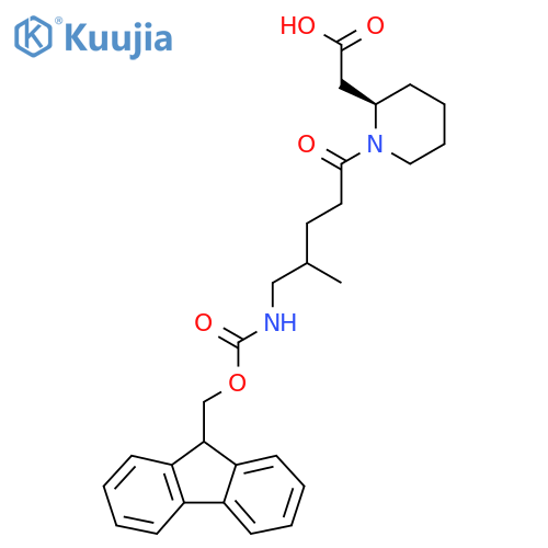 2-(2R)-1-5-({(9H-fluoren-9-yl)methoxycarbonyl}amino)-4-methylpentanoylpiperidin-2-ylacetic acid structure