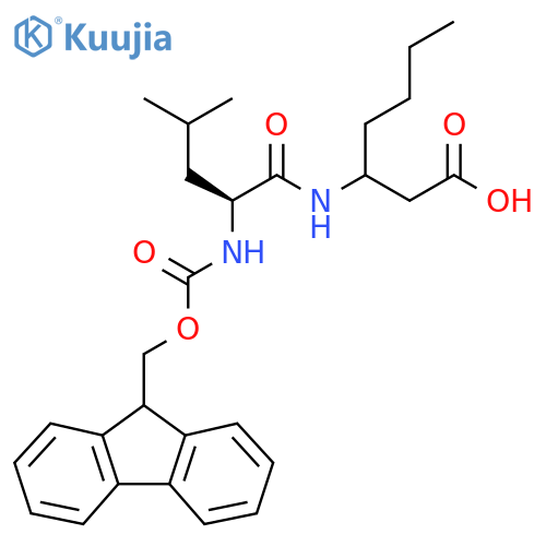 3-(2S)-2-({(9H-fluoren-9-yl)methoxycarbonyl}amino)-4-methylpentanamidoheptanoic acid structure