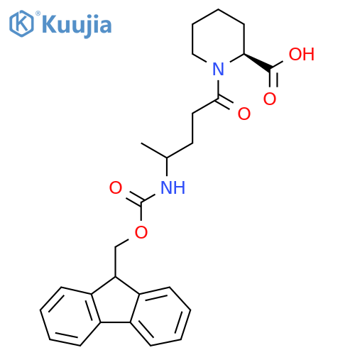 (2S)-1-4-({(9H-fluoren-9-yl)methoxycarbonyl}amino)pentanoylpiperidine-2-carboxylic acid structure
