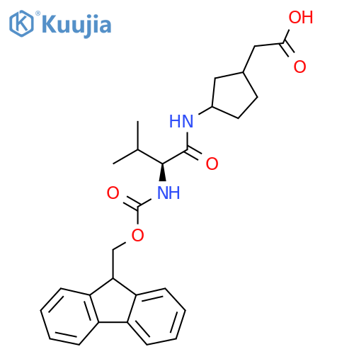 2-{3-(2S)-2-({(9H-fluoren-9-yl)methoxycarbonyl}amino)-3-methylbutanamidocyclopentyl}acetic acid structure