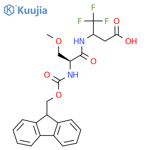 3-(2S)-2-({(9H-fluoren-9-yl)methoxycarbonyl}amino)-3-methoxypropanamido-4,4,4-trifluorobutanoic acid structure
