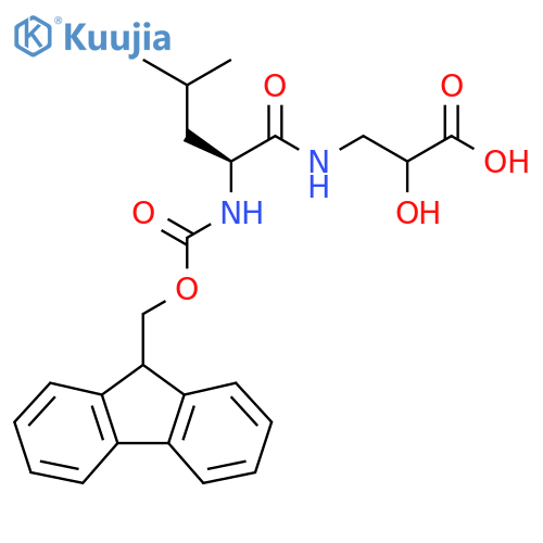 3-(2S)-2-({(9H-fluoren-9-yl)methoxycarbonyl}amino)-4-methylpentanamido-2-hydroxypropanoic acid structure