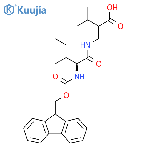 2-{(2S)-2-({(9H-fluoren-9-yl)methoxycarbonyl}amino)-3-methylpentanamidomethyl}-3-methylbutanoic acid structure