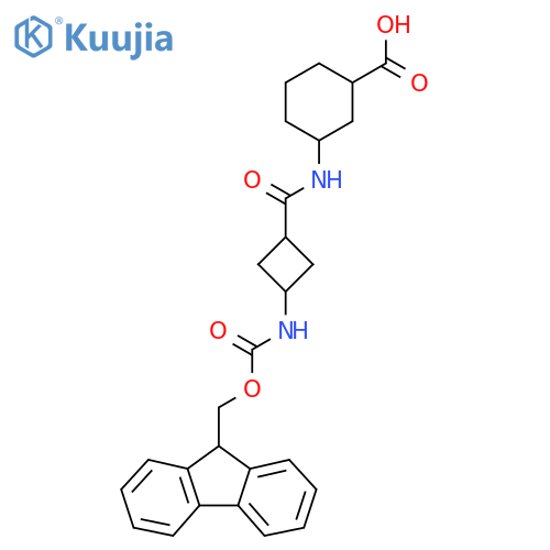 3-(1r,3r)-3-({(9H-fluoren-9-yl)methoxycarbonyl}amino)cyclobutaneamidocyclohexane-1-carboxylic acid structure