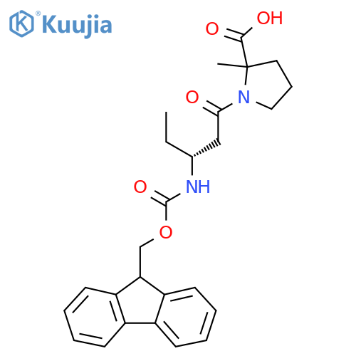 1-(3R)-3-({(9H-fluoren-9-yl)methoxycarbonyl}amino)pentanoyl-2-methylpyrrolidine-2-carboxylic acid structure
