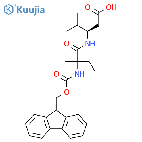 (3R)-3-2-({(9H-fluoren-9-yl)methoxycarbonyl}amino)-2-methylbutanamido-4-methylpentanoic acid structure
